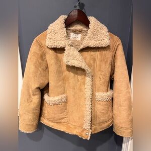 Zara girls faux suede fleece lined jacket